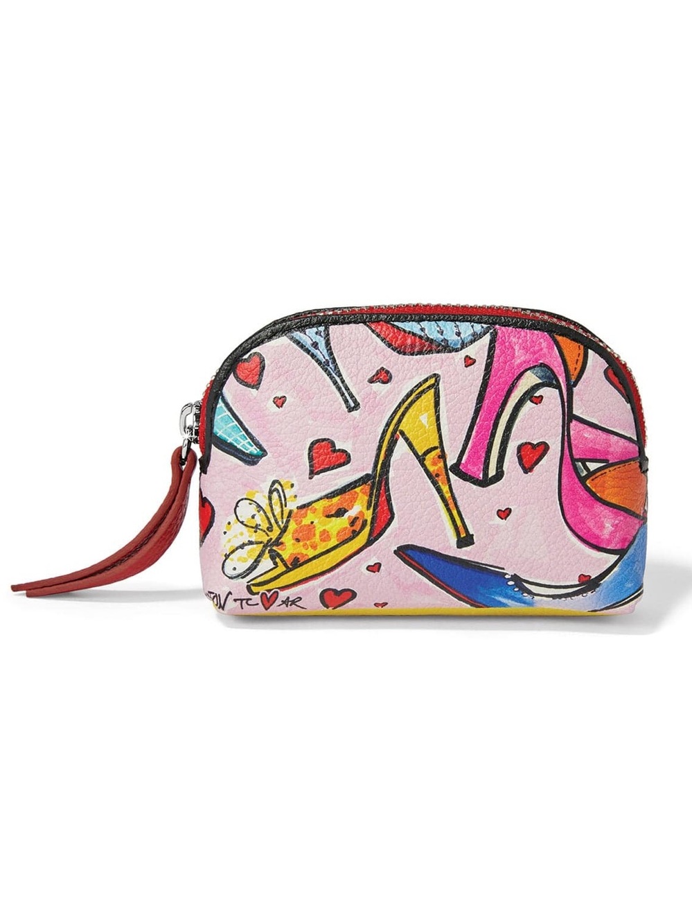 Brighton Pop Star Mini Coin Purse Colorful High-Heel Print Wristlet Pouch - Pink